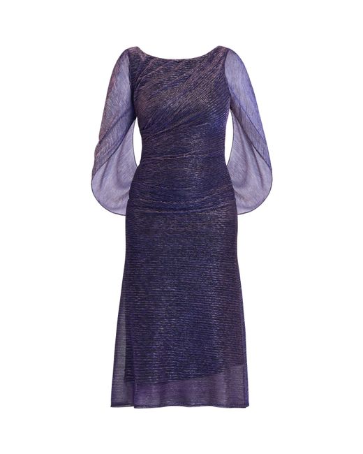 Gina Bacconi Purple Ciara Metallic Knit Dress