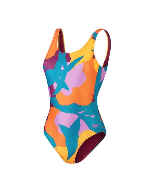 Speedo Blue Printed U-Back Swimsuit