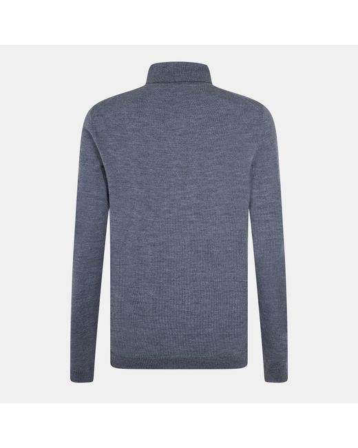 Boss Blue Banet E Knitted Long Sleeve Polo Shirt for men
