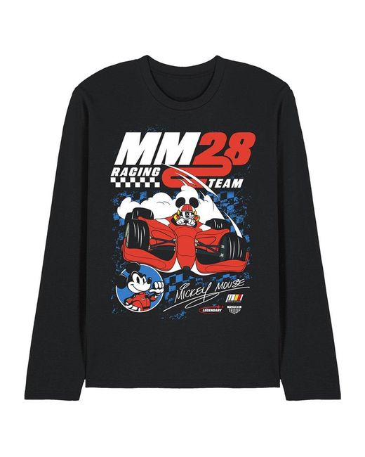 Disney Black Mickey Mouse Racing Chequered Long Sleeve T-Shirt for men