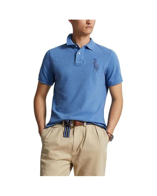 Polo Ralph Lauren Blue Polo Ss Bg Pony Polo Sn43 for men