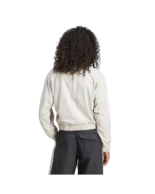 Adidas White 3-Stripe Woven Bomber Jacket