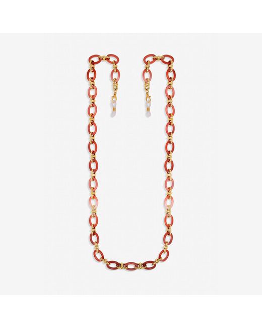 Mood White Plated And Coral Resin Sunglasses Chain