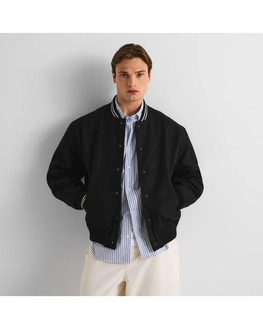Maison Kitsuné Black Varsity Teddy Blouson Jacket for men