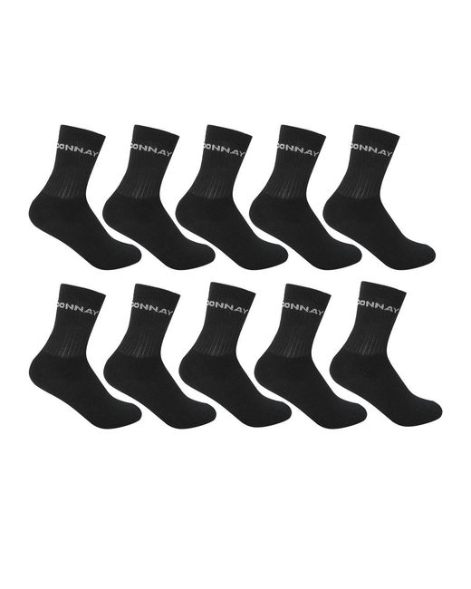 Donnay Black 10 Pack Quarter Socks Plus Size 12