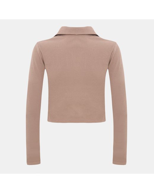 I Saw It First Natural Long Sleeve Collared Top