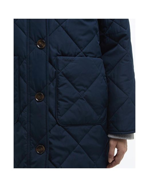 Barbour Blue Cassandra Diamond Quilted Mid-Length Quilted Jacket