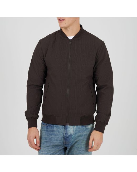 Brave Soul Black Seersucker Bomber Jacket for men