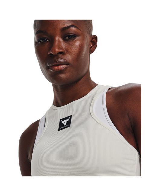 Under Armour White Project Rock Rib Tank