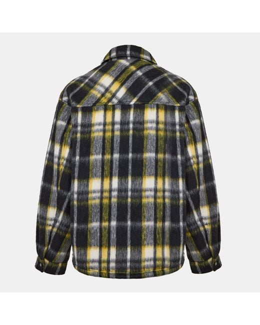 Represent Green Check Button-Through Structured Overshirt for men