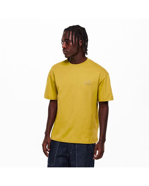 C P Company Yellow Double Logo Tee for men