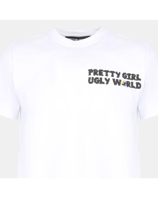 PRETTY BOY UGLY WORLD White Cotton Short Sleeve Crew Neck T-Shirt