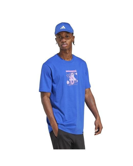 Adidas Blue Essentials Single Jersey Logo T-Shirt for men
