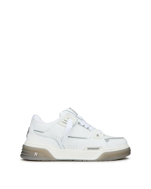 Represent White Rep Studio Premium Leather Mid-Top Sneaker for men