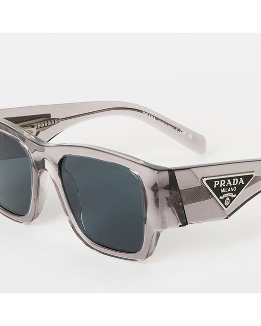 Prada Gray Square Frame Sunglasses for men