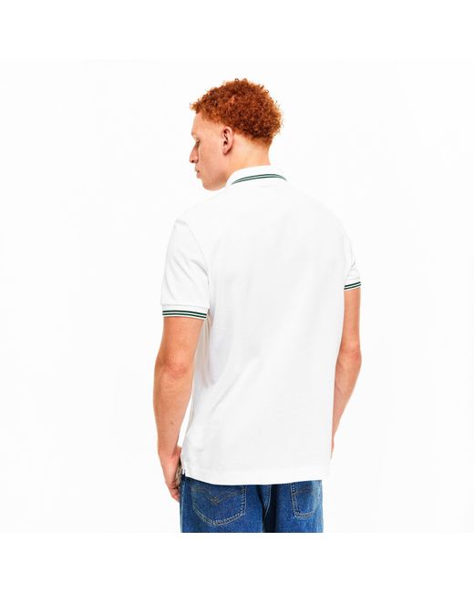 Lacoste White Tipped Short-Sleeve Polo Shirt for men