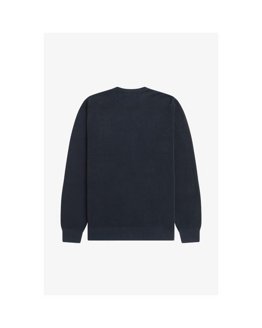 Fred Perry Blue Pique Crew Neck Jumper for men