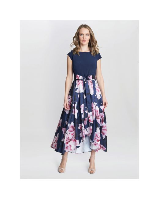 Gina Bacconi Blue Billie Printed High Low Dress