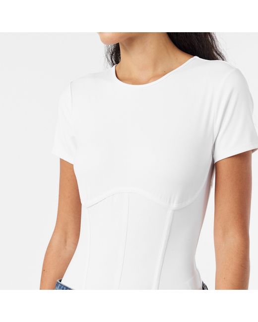 GOOD AMERICAN White Corset Structured Compression Bodysuit