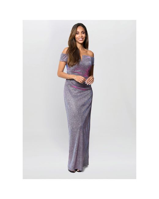 Gina Bacconi Purple Katie Off Shoulder Maxi Dress