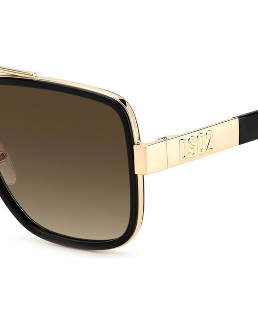 DSquared² Black Double Bridge Square Aviator Sunglasses for men