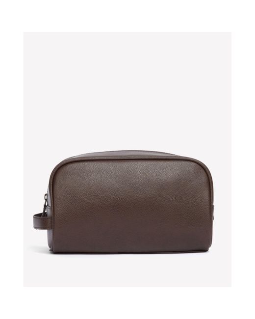 Barbour Brown Leather Washbag for men