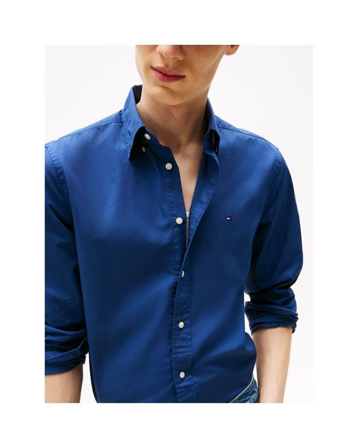 Tommy Hilfiger Blue Core Flex Long Sleeve Poplin Shirt for men