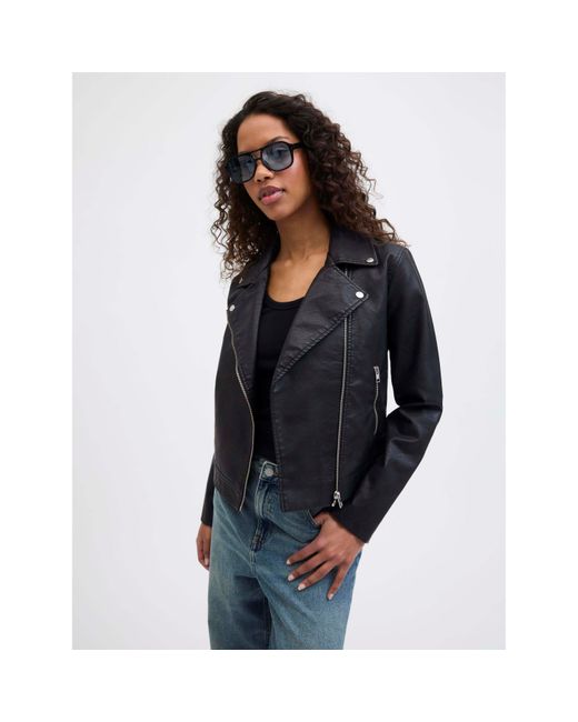 JJXX Black Faux Leather Biker Jacket Ladies