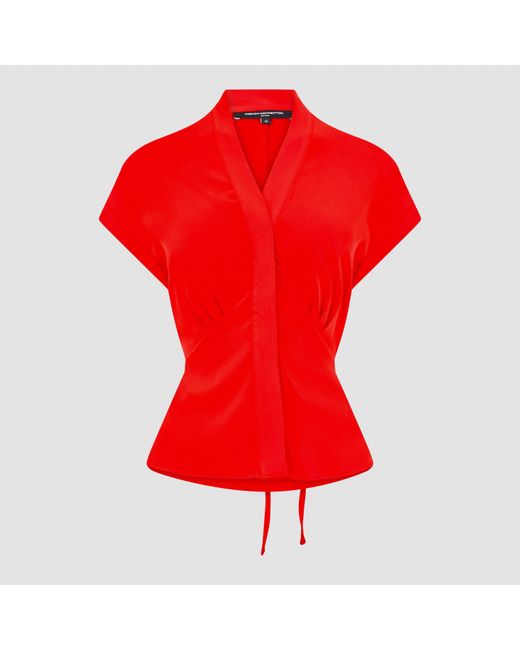 French Connection Red Carmen Short-Sleeve Blouse