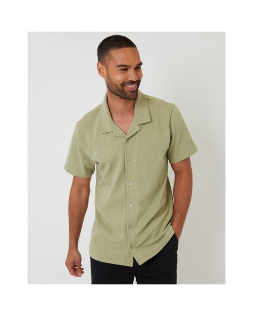 Threadbare Green Darvel Short-Sleeve Patterned Shirt for men