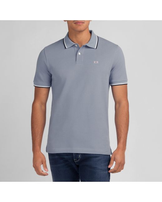 Eden Park Blue Plain Short-Sleeved Polo Shirt for men
