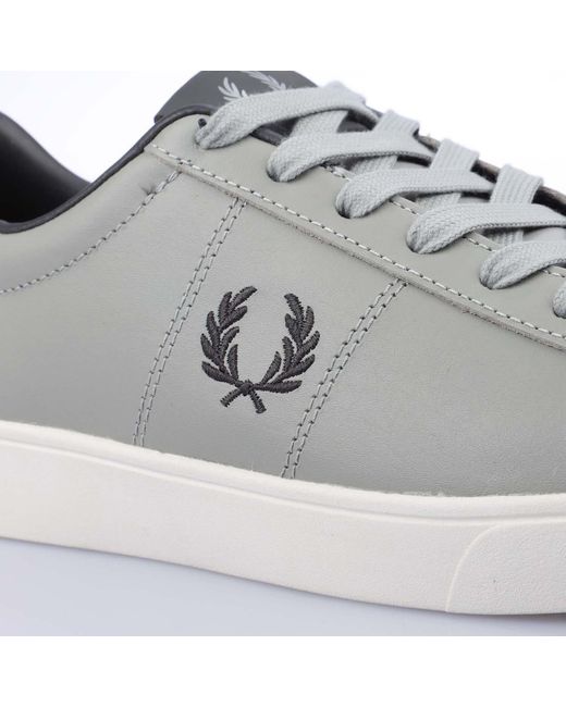 Fred Perry Gray Spencer Leather Trainers Size 6 for men