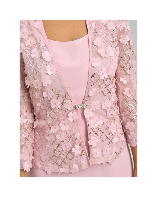 Gina Bacconi Pink Patty Lace Jacket And Chiffon Midi Dress