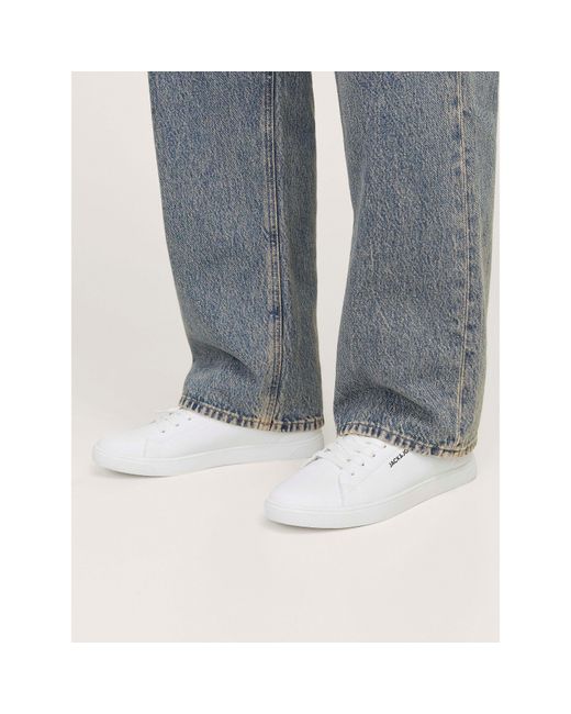 Jack & Jones White Bosley Pu Casual Low-Top Trainers for men