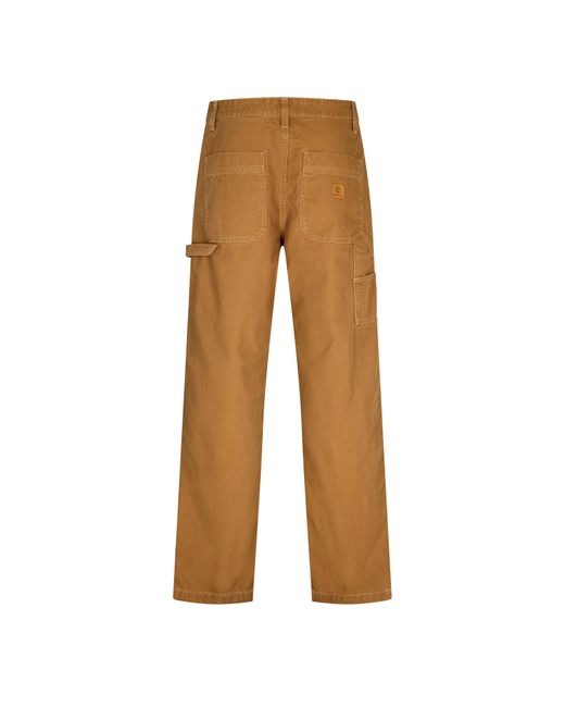 Timberland Brown Washed Canvas Carpenter Straight Leg Trousers for men