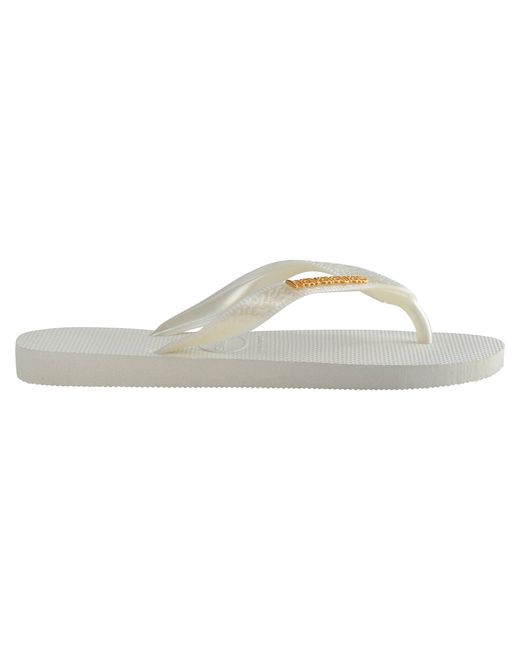 Havaianas White Logo Metallic Flip Flops