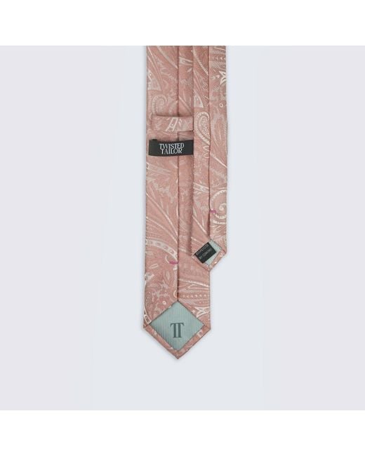 Twisted Tailor Pink Shriever Paisley Tie Set for men