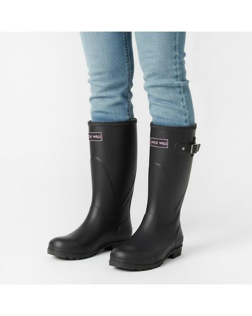 Jack Wills Black Tall Wellies