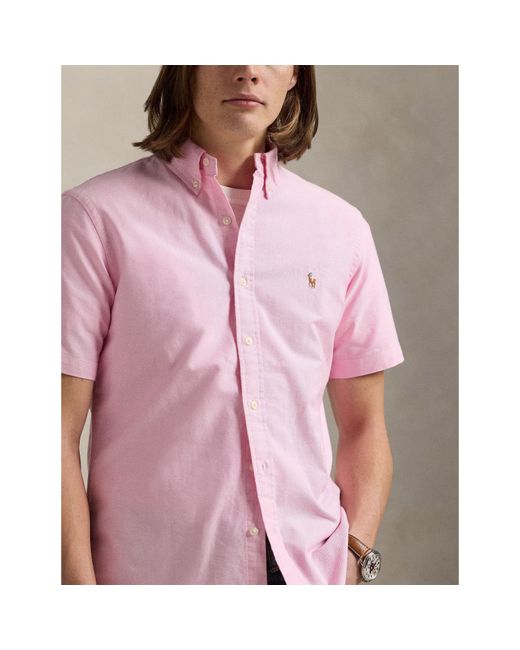 Polo Ralph Lauren Pink Custom Fit Oxford Shirt for men