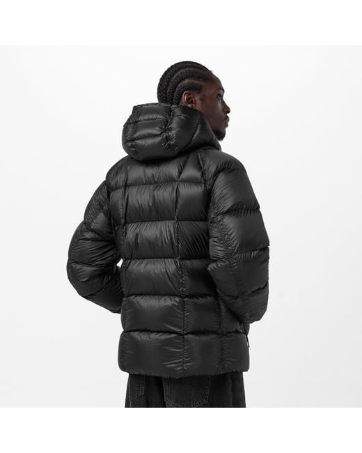 C P Company Black Dd Shell Medium Down Hip Length Hooded Medium Puffer Jacket for men