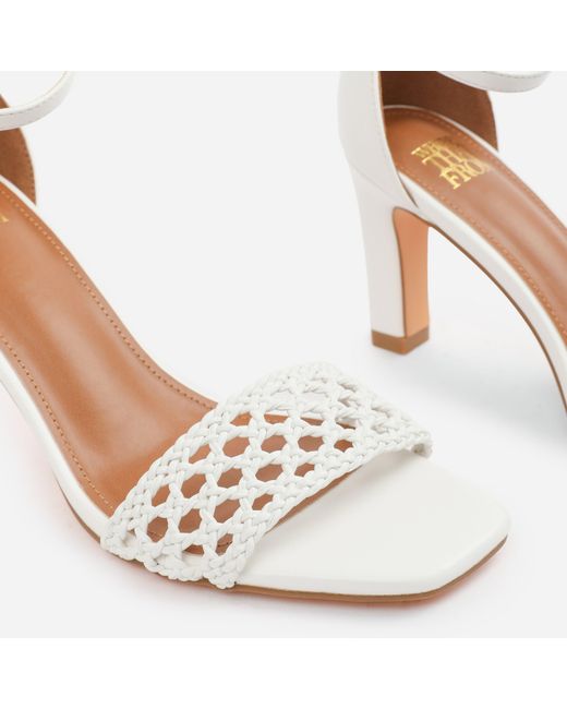 Where's That From White Pu Naia Braided Strappy Block Heel
