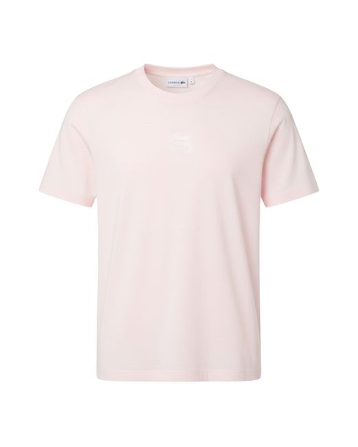 Lacoste Pink Signature Print Cotton T-Shirt for men