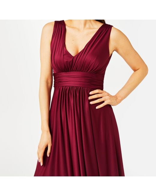 Biba Red Bridesmaid Dip Hem Maxi Dress