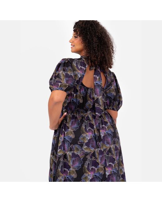 Lovedrobe Blue High Neck Keyhole Midi Dress