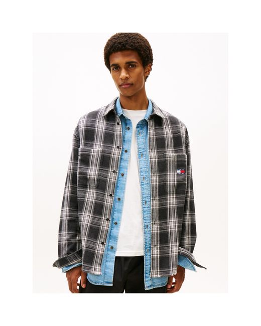 Tommy Hilfiger Gray Check Brushed Overshirt for men