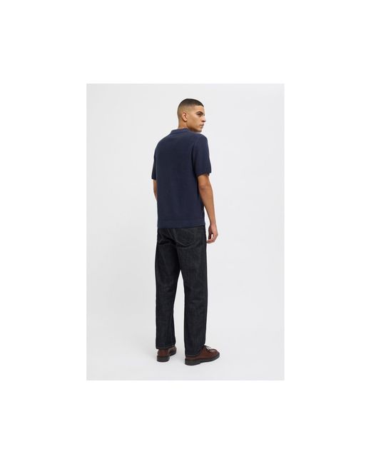 Jack & Jones Blue Jones Premium Split Neck Knitted Polo for men
