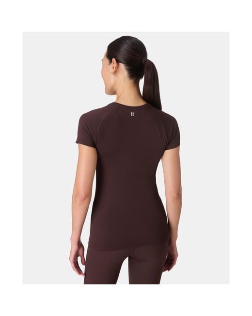 Sweaty Betty Brown Athlete Short Sleeve Performance Gym Top