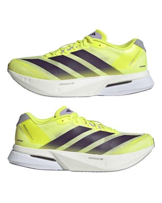 Adidas Yellow Adizero Boston 13 Road Running Shoes for men