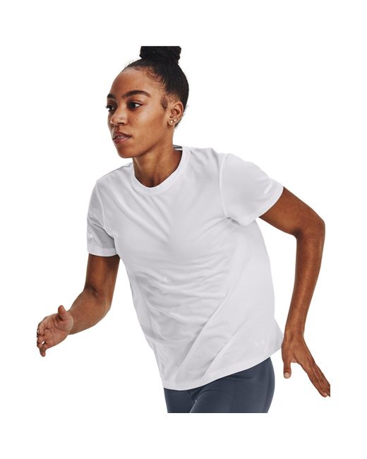 Under Armour White Seamless Stride Short-Sleeve Performance Running Top