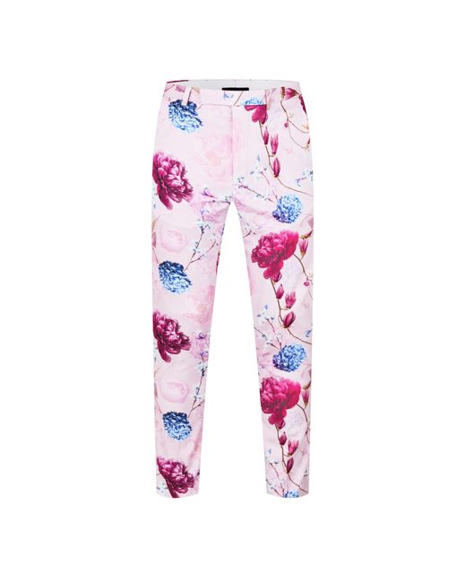 Twisted Tailor Pink Russell Skinny Fit Tapered Trousers for men